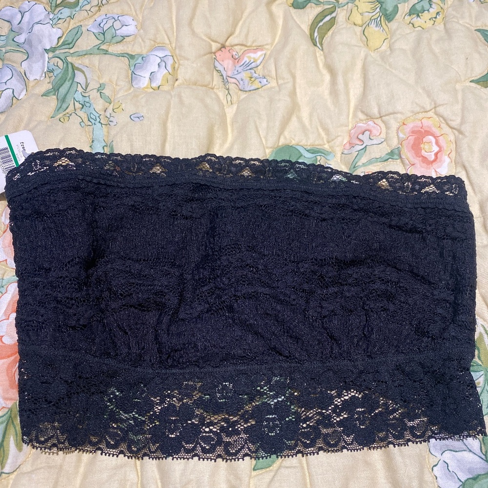 NEW Free People BANDEAUS Black Lace strapless size Large